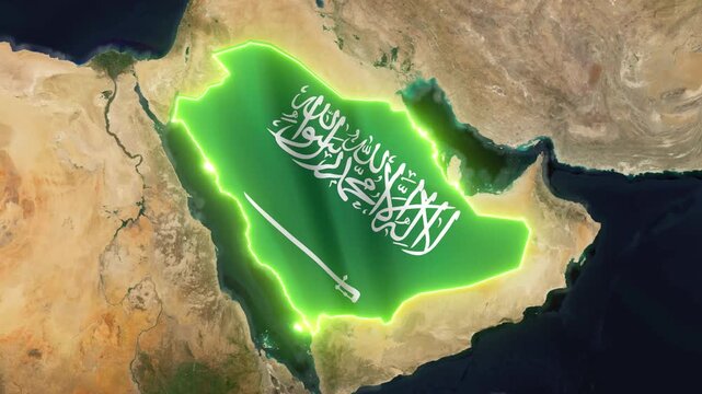 Saudi Arabia Map Location Animation with 3D Realistic Effect