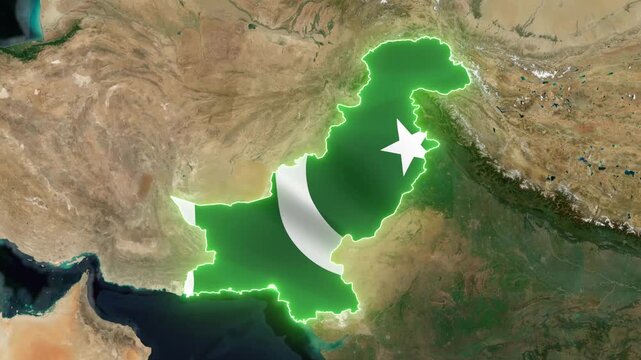 Pakistan Map Location Animation with Realistic 3D Geographic Effect.