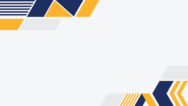 Abstract modern geometric background vector with blue and yellow angular shapes, stripes, and copy space for corporate business presentation template.