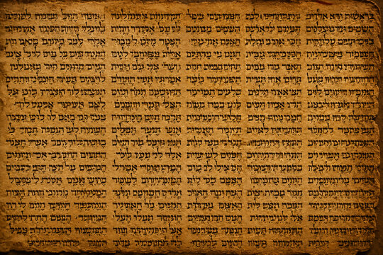 Ancient Hebrew Manuscript Written on Weathered Parchment