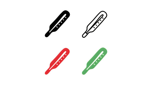 Four colored digital thermometer icons