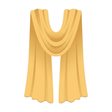 Ż&oacute;łty elegancki szal wektorowy, tradycyjna indyjska dupatta lub drapowana tkanina wyizolowana na białym tle.