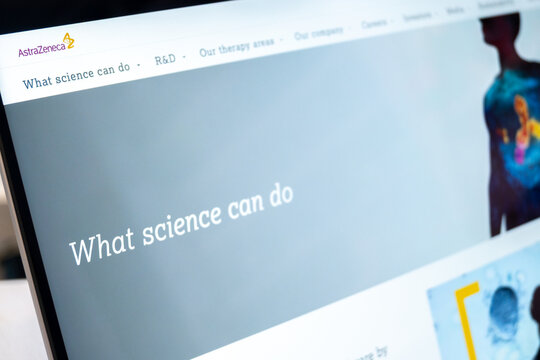 Mexico city, mexico, 01 12 2026: astrazeneca website displaying what science can do slogan