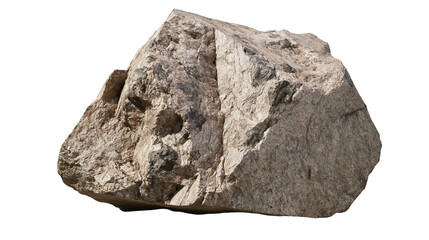 Isolated irregular textured natural stone boulder, geological element, rough and rugged surface. © Andrei
