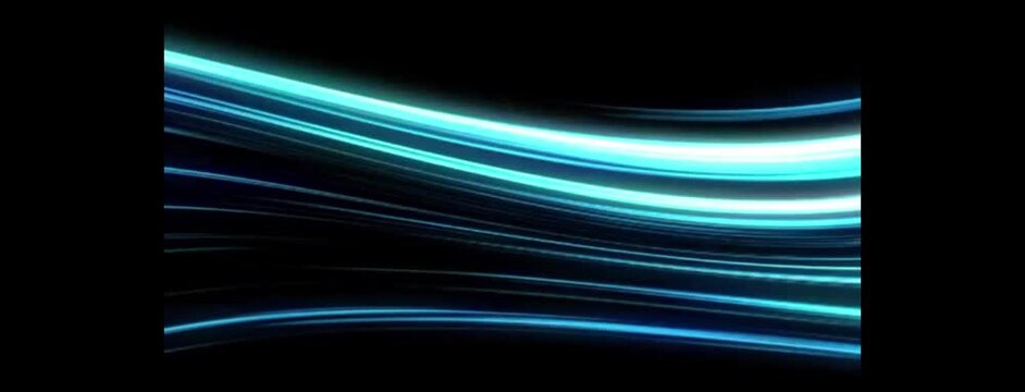 An abstract visual effect (VFX) animation featuring waves of cyan and blue neon light lines flowing in a smooth, futuristic manner.