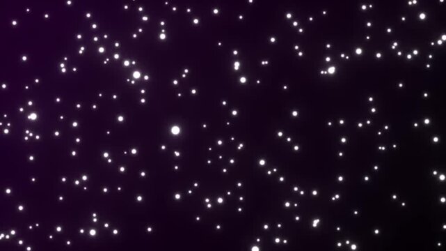 A space-themed background featuring sparkling white particles gently floating against a dark purple and black gradient backdrop.