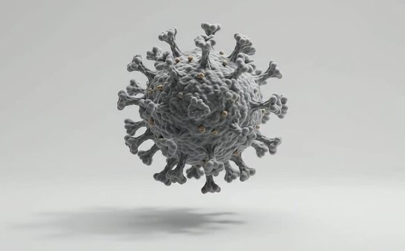 3D coronavirus COVID-19 particle model on a white background
