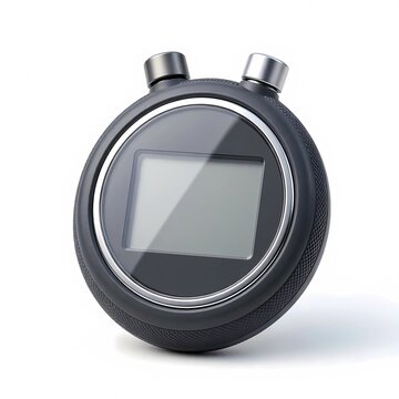 Digital stopwatch timer isolated on white background with blank display