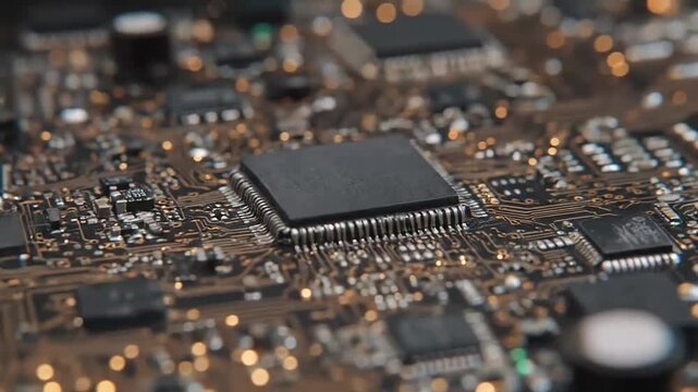 Central processing unit on modern electronic circuit board.