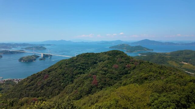 Kurushima Kaikyo Bridge Across the Seto Inland Sea in Imabari, Japan