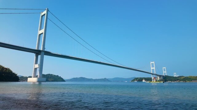 Kurushima Kaikyo Bridge Across the Seto Inland Sea in Imabari, Japan