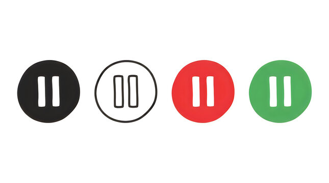 Four pause button icons in different colors