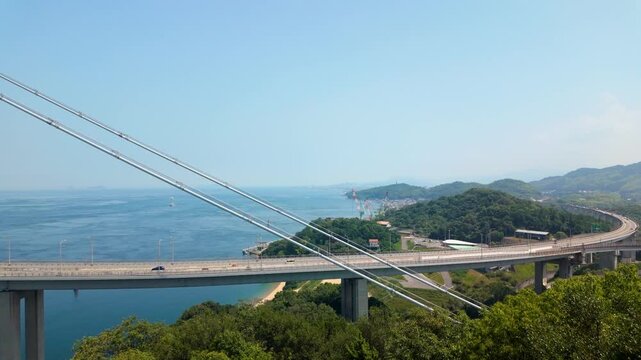 Kurushima Kaikyo Bridge Across the Seto Inland Sea in Imabari, Japan