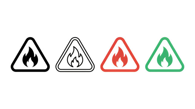 Four fire hazard warning triangle icons