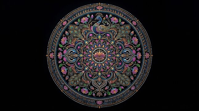 Indian mandala pattern with ornament decorative traditional cultural spiritual geometric seamless ornamental symmetry