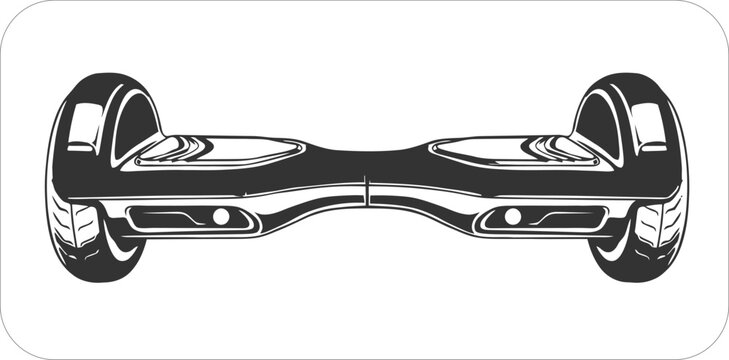 Side view illustration of a hoverboard with detailed design and mechanical components