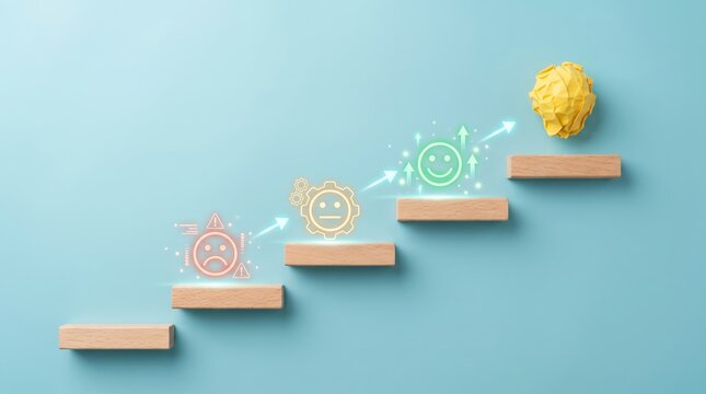 Customer satisfaction journey from negative to positive through improvement steps