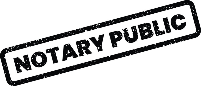 Vintage style rubber stamp with notary public text featuring a textured effect for formal legal verification