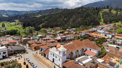 Fototapeta premium Sotaquirá, Boyaca - Colombia. March 4, 2026. Aerial view with drone; it is one of the 123 municipalities of the department