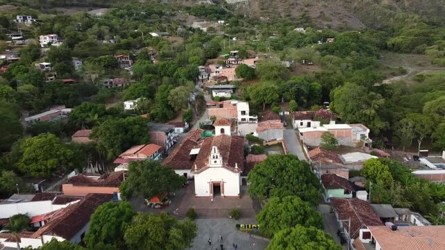 Sucre, Antioquia - Colombia. August 30, 2026. Drone photograph of a town located in the western region of the department.