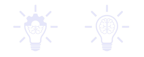 Lavender Knowledge Brain and Settings Icon Set Isolated on Transparent Background PNG Vector Symbols © House of Designs