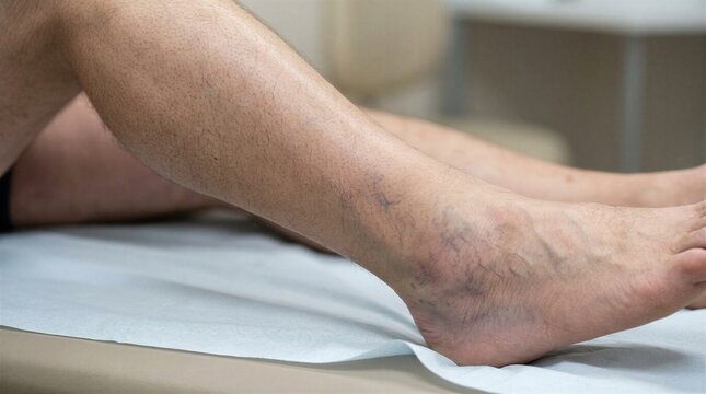 Varicose Veins and Spider Veins Concept on Lower Leg and Ankle