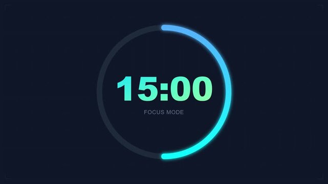 Digital Focus Mode Countdown Timer HUD Interface