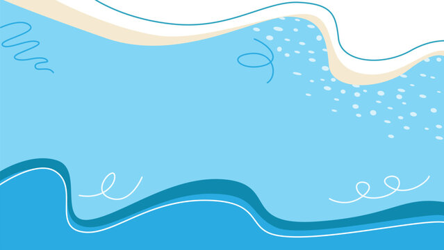 Abstract blue wave background vector with liquid fluid shapes, doodles, scribbles, and copy space for creative presentation template.