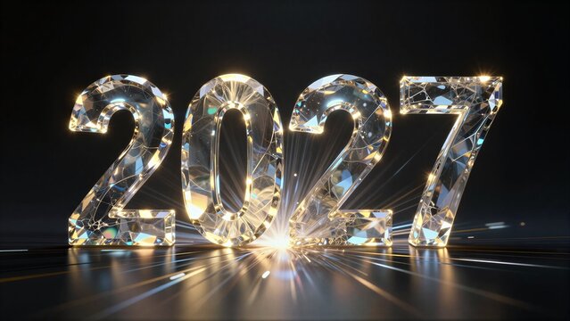Sparkling number display of the year 2027