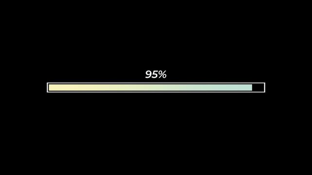 Animated Colorful Gradient Progress Loading Bar 100 Percent Overlay with Alpha Channel