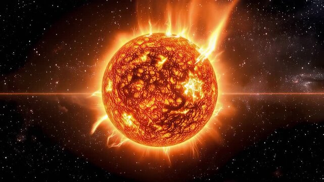 太陽のように赤く燃える恒星のイメージ