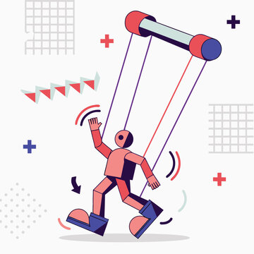 Human Marionette Controlled by Puppet Strings