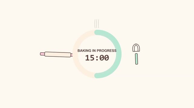 Minimalist 30 Minute Baking Timer Animation with Kitchen Icons