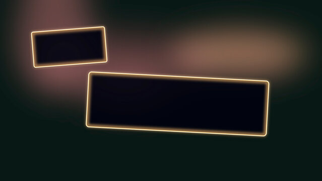 Two translucent rectangles outlined with warm neon light hover over a dark, smoky gradient, ideal for UI placeholders, screens, and futuristic ads.