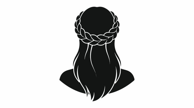 Silhouette of woman with long hair and braided crown