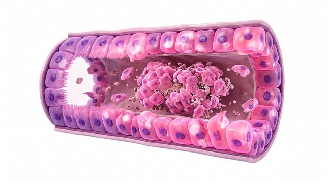3D Microscopic Diagram of Epithelial Sloughing in Acute Tubular Necrosis