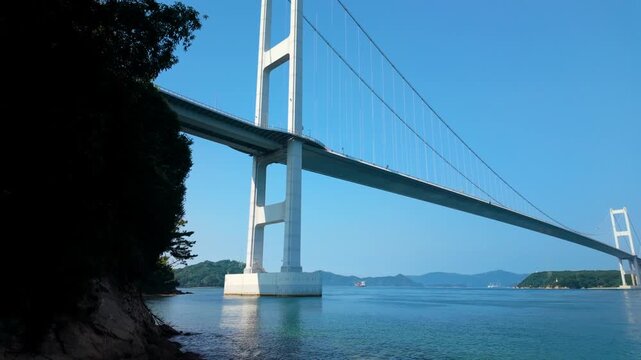 Kurushima Kaikyo Bridge Across the Seto Inland Sea in Imabari, Japan