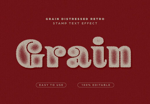 Grain Distressed Retro Stamp Text Effect