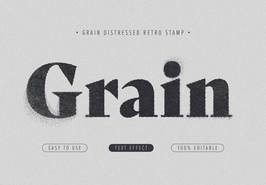 Grain Distressed Retro Stamp Text Effect