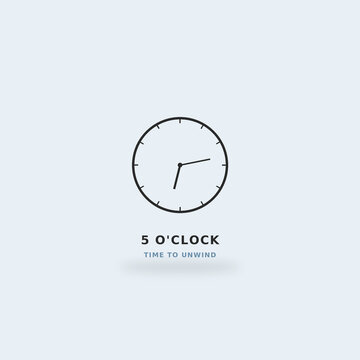 5 O'Clock Time Icon Illustration"