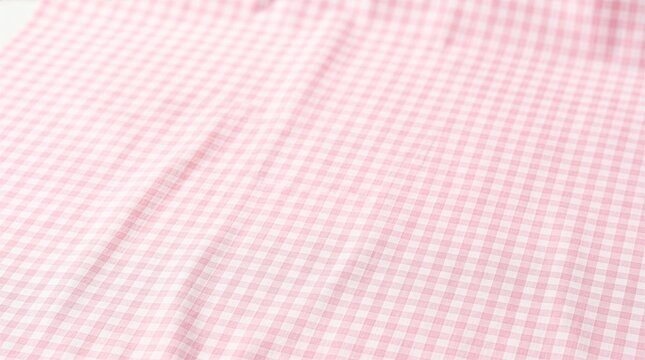 Pink Gingham Check Fabric Pattern Texture Background for Picnic Tablecloth 柔らかいピンクのギンガムチェック柄の布とランチョンマットのテクスチャー背景素材