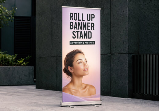 Roll Up Banner Stand Advertising Mockup