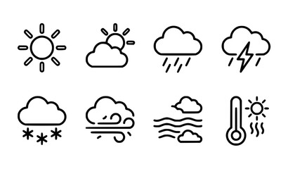 Obraz premium Minimal Weather Forecast Outline Icons