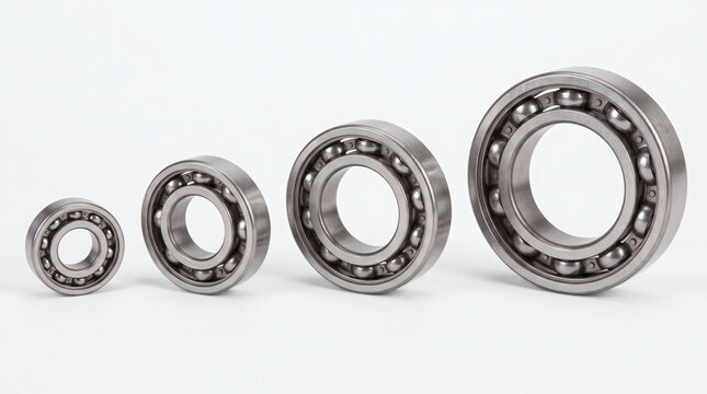 Automotive Wheel Bearing Set In Different Sizes Isolated On White Background For Vehicle Repair And Replacement