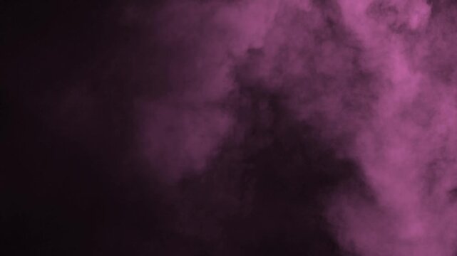 Soft pink smoke cloud rising and expanding along right side on black background