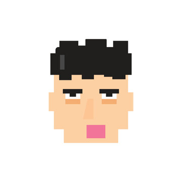 Illustration head pixel unique isolated on white background  funny