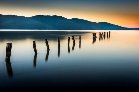 Colorfull sunrise by the port, Akyaka, Turkey