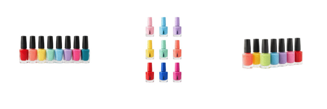 Colorful Nail Polish Bottles PNG Vector Set, Manicure & Beauty Salon Cutout Collection, Cosmetic Polish Graphic Asset, Isolated Nail Care Clipart Pack, Makeup & Beauty Illustration for Stock Site