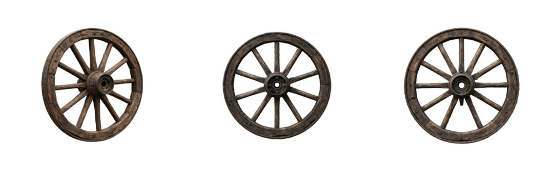 Wooden Wagon Wheel PNG Vector Set, Vintage Cart Wheel Cutout Collection, Rustic Farm & Countryside Graphic Asset, Isolated Wooden Wheel Clipart Pack, Western & Farmhouse Illustration for Stock Site