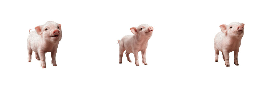 Cute Baby Piglet PNG Vector Set, Pink Little Pig Cutout Collection, Isolated Farm Animal Livestock Graphic, Cute Piglet Standing Clipart Asset, Agriculture & Farm Animals Illustration Pack for Stock M